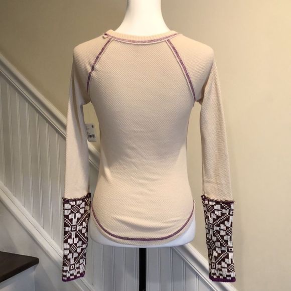FREE PEOPLE In The Mix Oat Raspberry Reversible Thermal Sweater Knit Cuff XS NWT - Picture 12 of 13